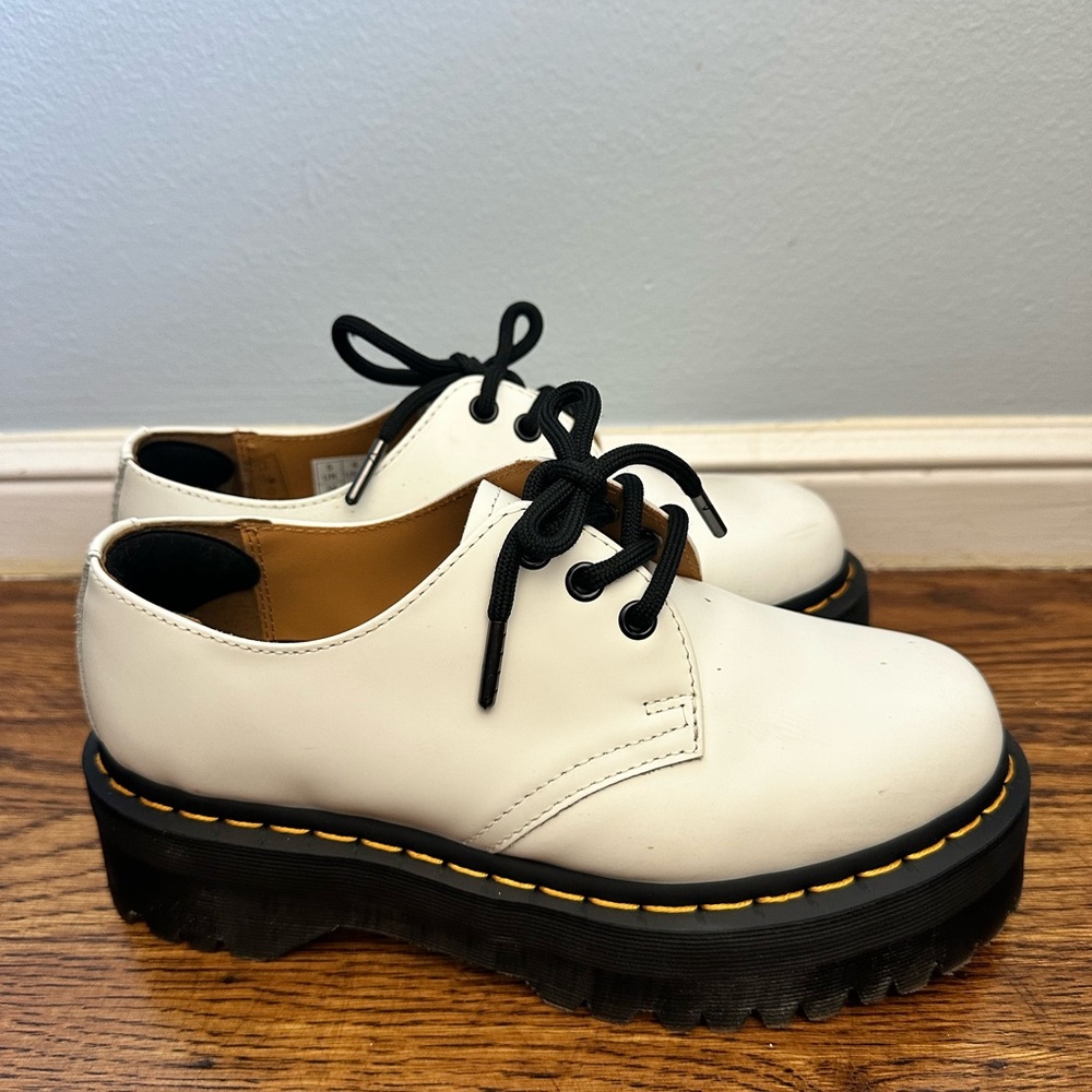 Doc Marten 1461 Quad White Smooth Leather Platform Shoes White Size 7 docs - Picture 4 of 12